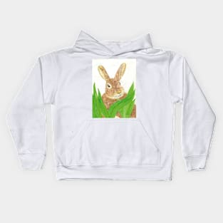 Easter bunny in the grass Kids Hoodie